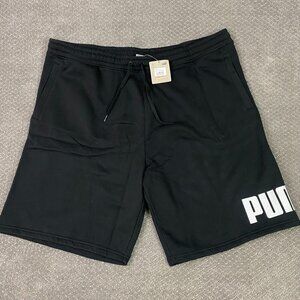 Puma Shorts Men's 3XL Black Big Fleece Logo 10" Shorts Gym Sweat Training